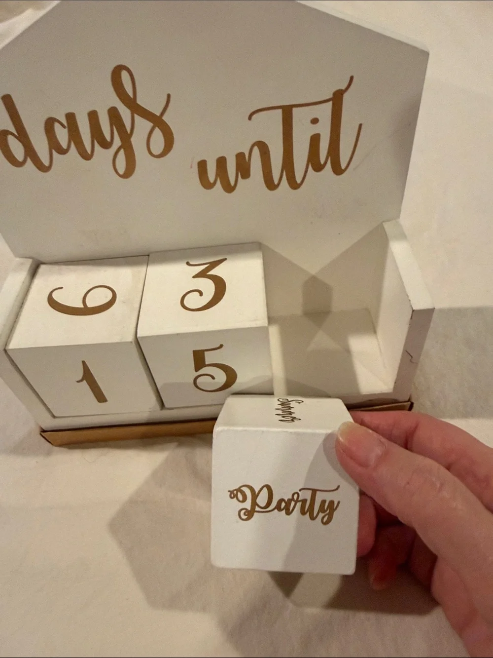 White and Gold 'Days Until' Countdown Blocks - Home Wall Decor